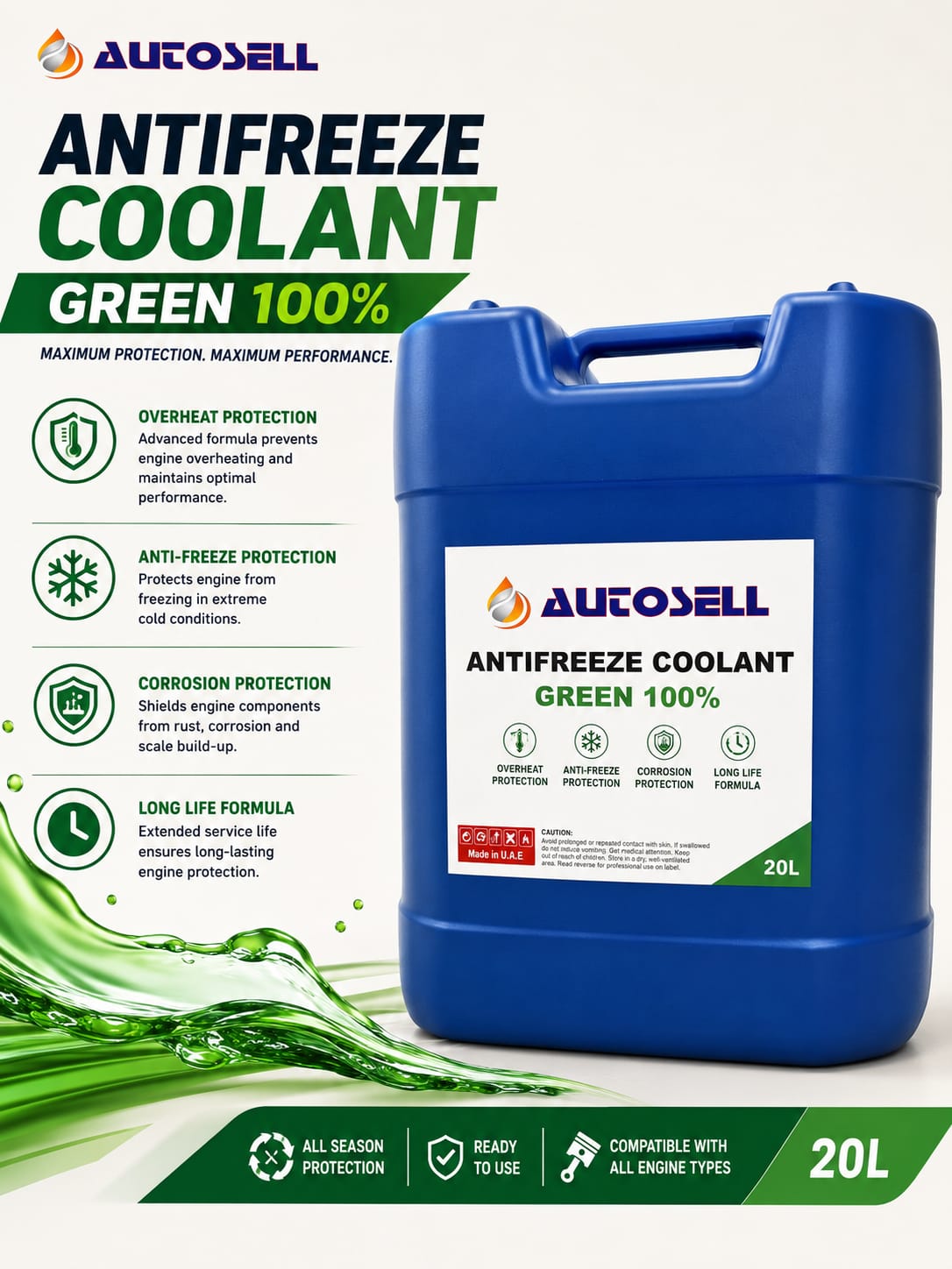 COOLANT GREEN 100%-20L
